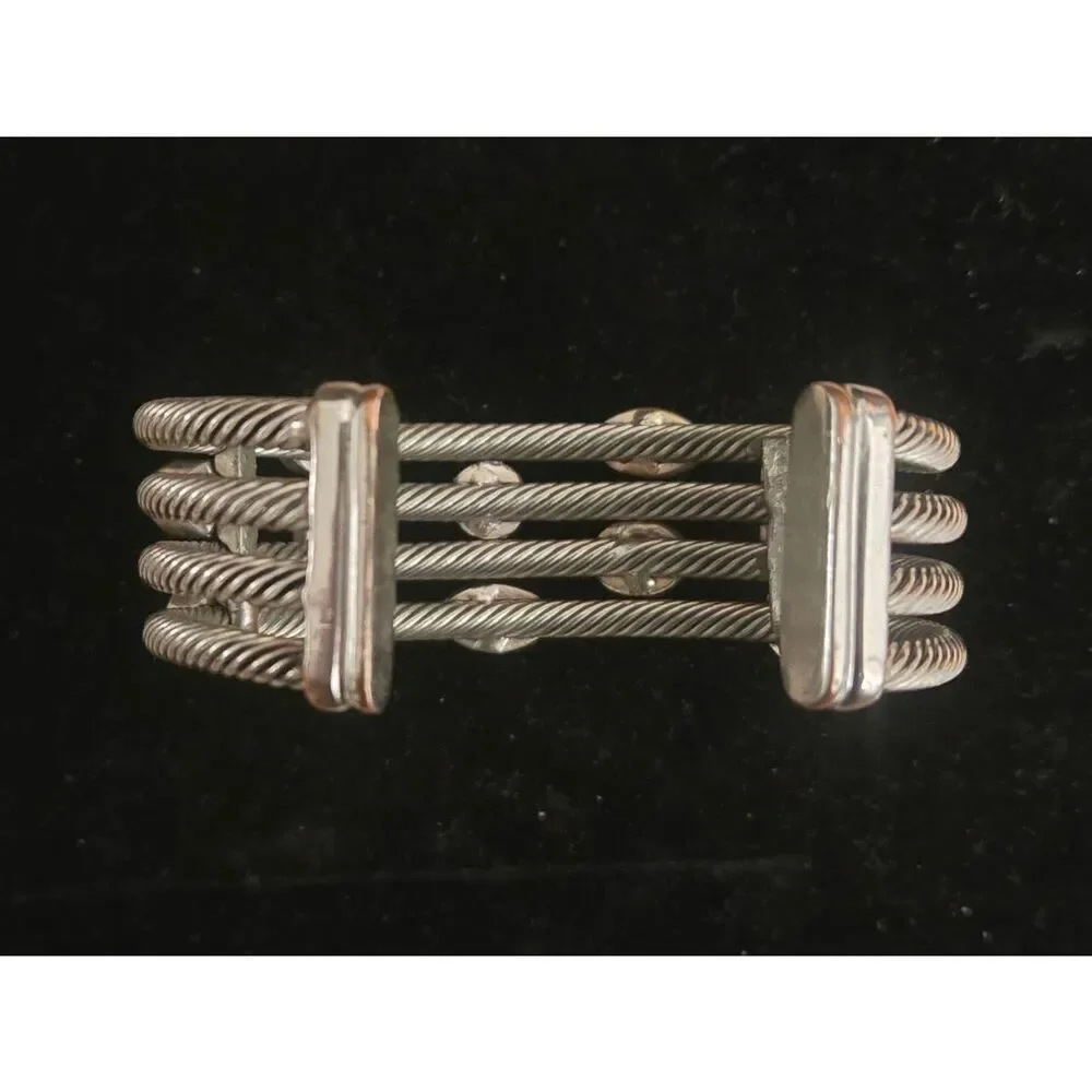 Women's Silver Tone MultiColor Confetti Crystal CZ Cuff Bracelet